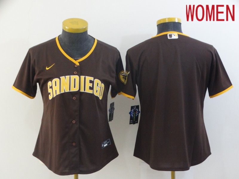 Women San Diego Padres Blank brown Game 2021 Nike MLB Jersey->women mlb jersey->Women Jersey